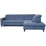ECKSOFA in Webstoff Blau  297/216 cm  - Blau/Schwarz, Design, Holz/Textil (297/216cm) - Xora