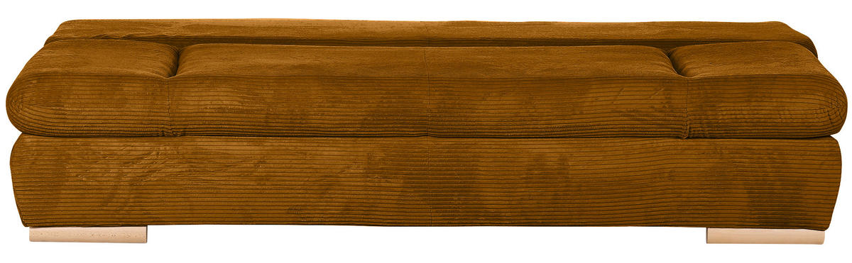 SCHLAFSOFA  mit Rücken echt, Liegefunktion Cord Currygelb  - Currygelb/Naturfarben, KONVENTIONELL, Holz/Textil (200/75/92cm) - home24