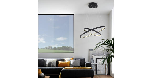LED-HÄNGELEUCHTE 51 cm - Opal/Schwarz, LIFESTYLE, Kunststoff/Metall (51cm) - Novel