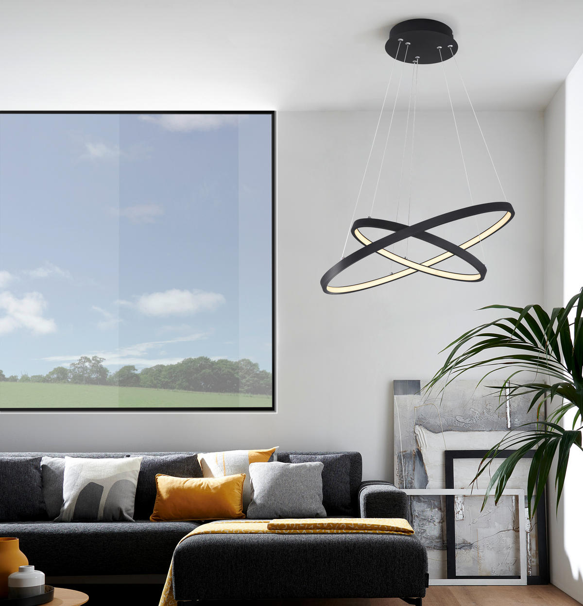 LED-HÄNGELEUCHTE   51 cm  - Opal/Schwarz, Lifestyle, Kunststoff/Metall (51cm) - Novel