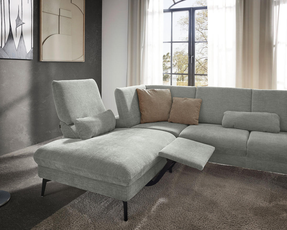WOHNLANDSCHAFT in Webstoff Silberfarben  - Silberfarben/Schwarz, Design, Textil/Metall (208/354/157cm) - Dieter Knoll
