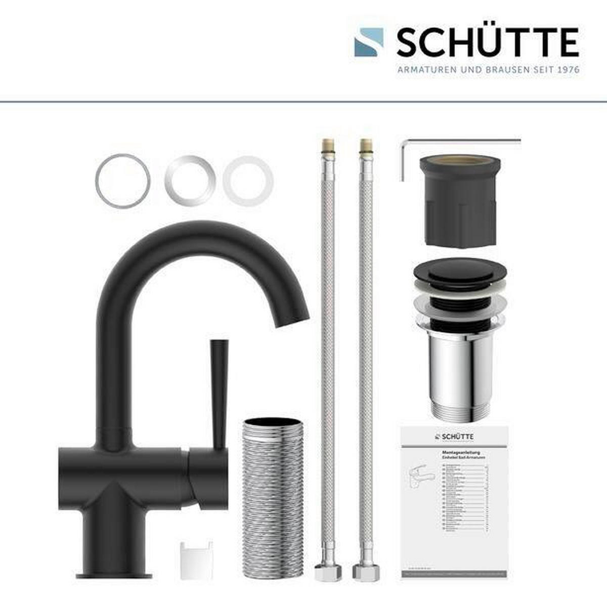 WASCHTISCHARMATUR CORNWALL  - Schwarz, Basics, Metall (15/25,7/12,5cm) - Schütte