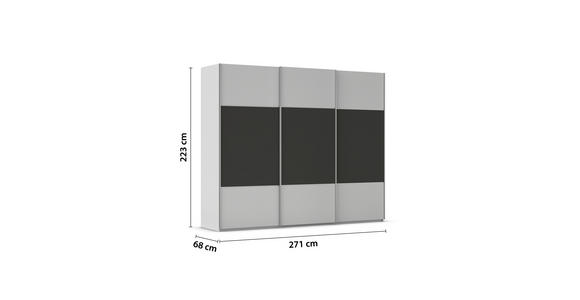SCHWEBETÜRENSCHRANK 271/223/68 cm 3-türig Graphitfarben, Grau  - Alufarben/Graphitfarben, KONVENTIONELL, Holzwerkstoff/Metall (271/223/68cm) - Novel