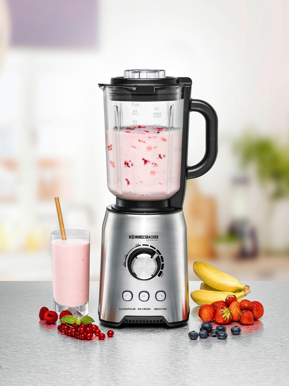 STANDMIXER  - Schwarzchrom, Basics, Metall (22/44.2/18.5cm) - Rommelsbacher
