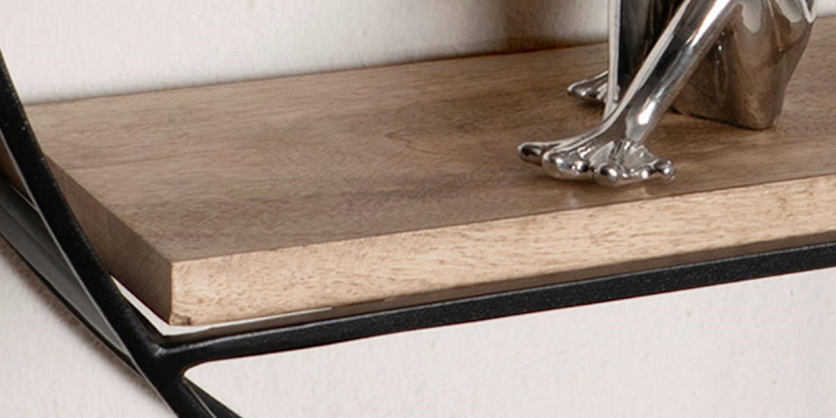 WANDREGAL  - Schwarz, Design, Holz/Metall (70/70/18cm) - MID.YOU