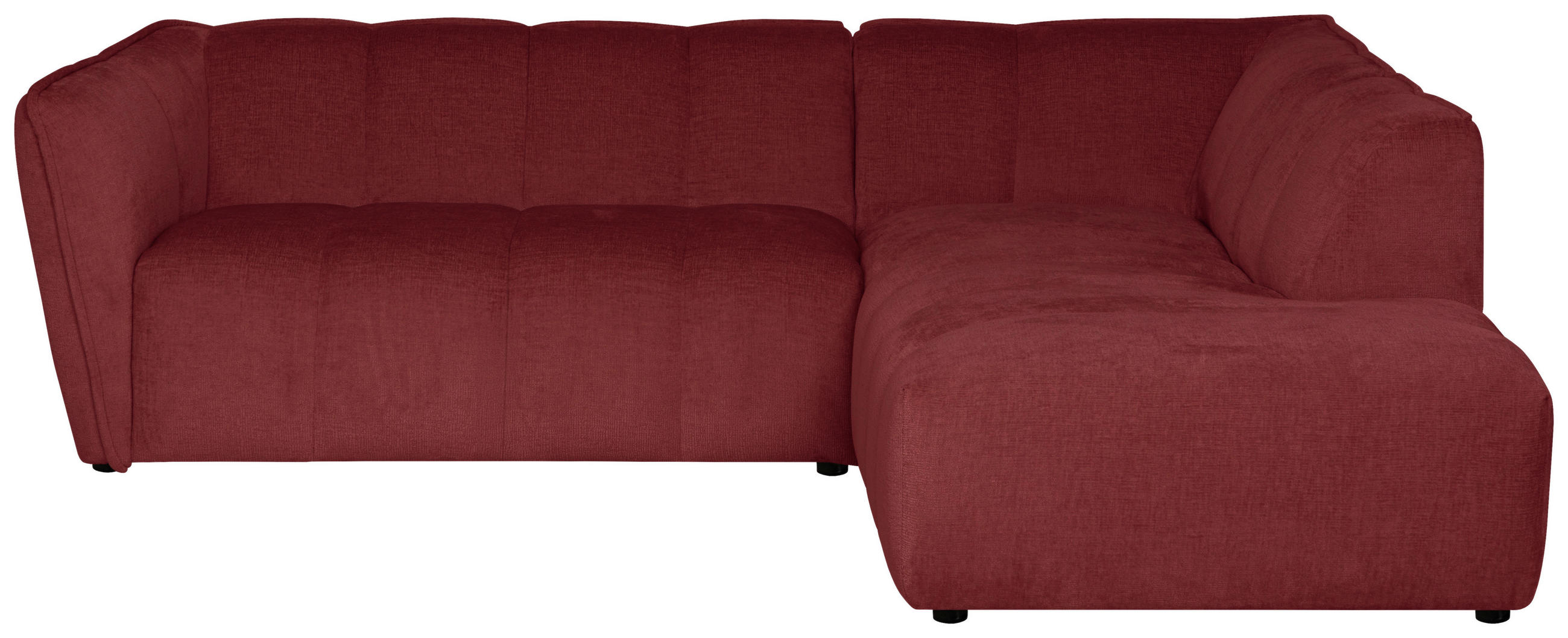 ECKSOFA LIVOLI in Chenille Bordeaux  230/218 cm  - Bordeaux/Schwarz, Design, Textil (230/218cm) - MID.YOU
