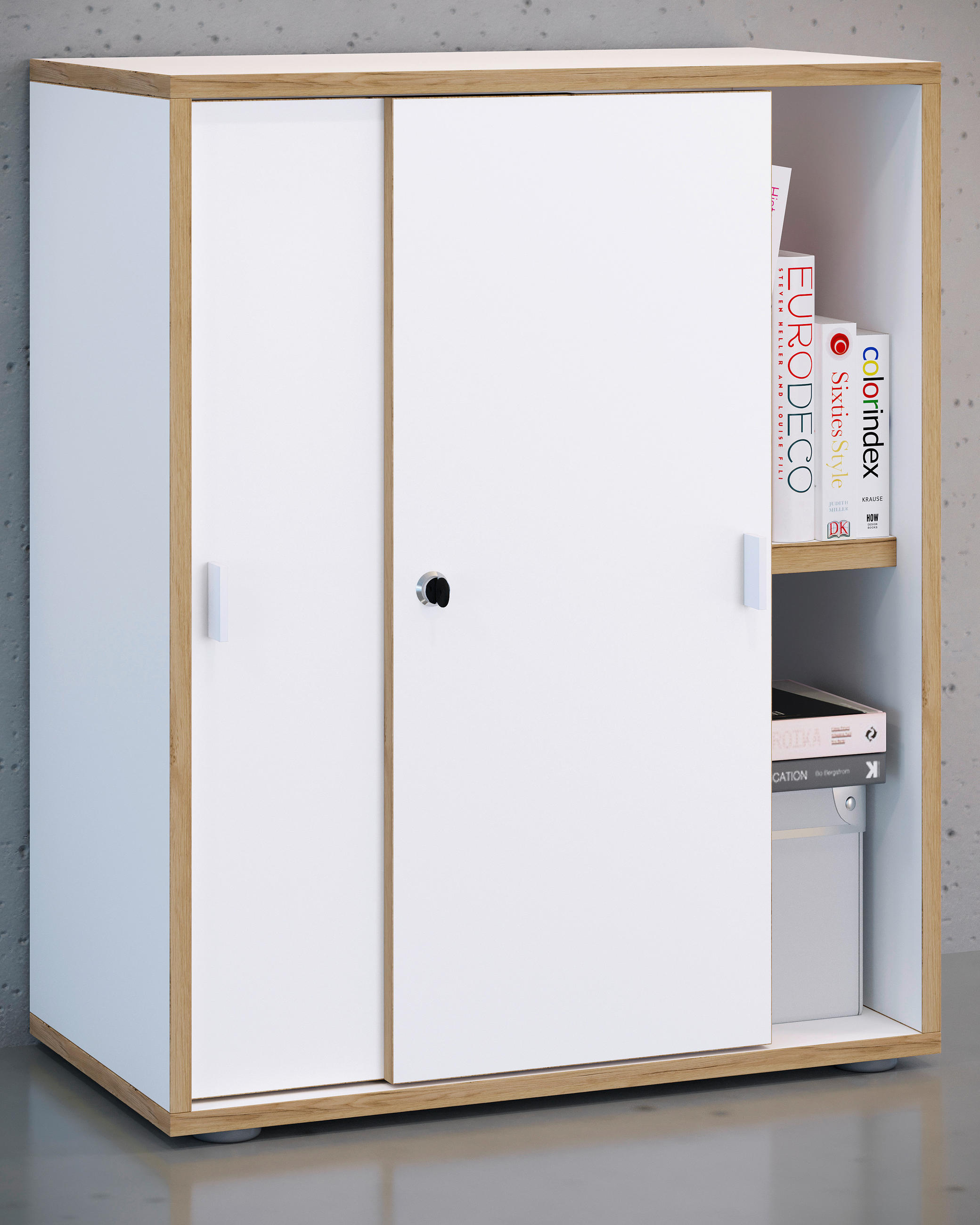 AKTENSCHRANK 60/74/33 cm - Honigeiche/Weiss, Design, Holzwerkstoff (60/74/33cm) - MID.YOU