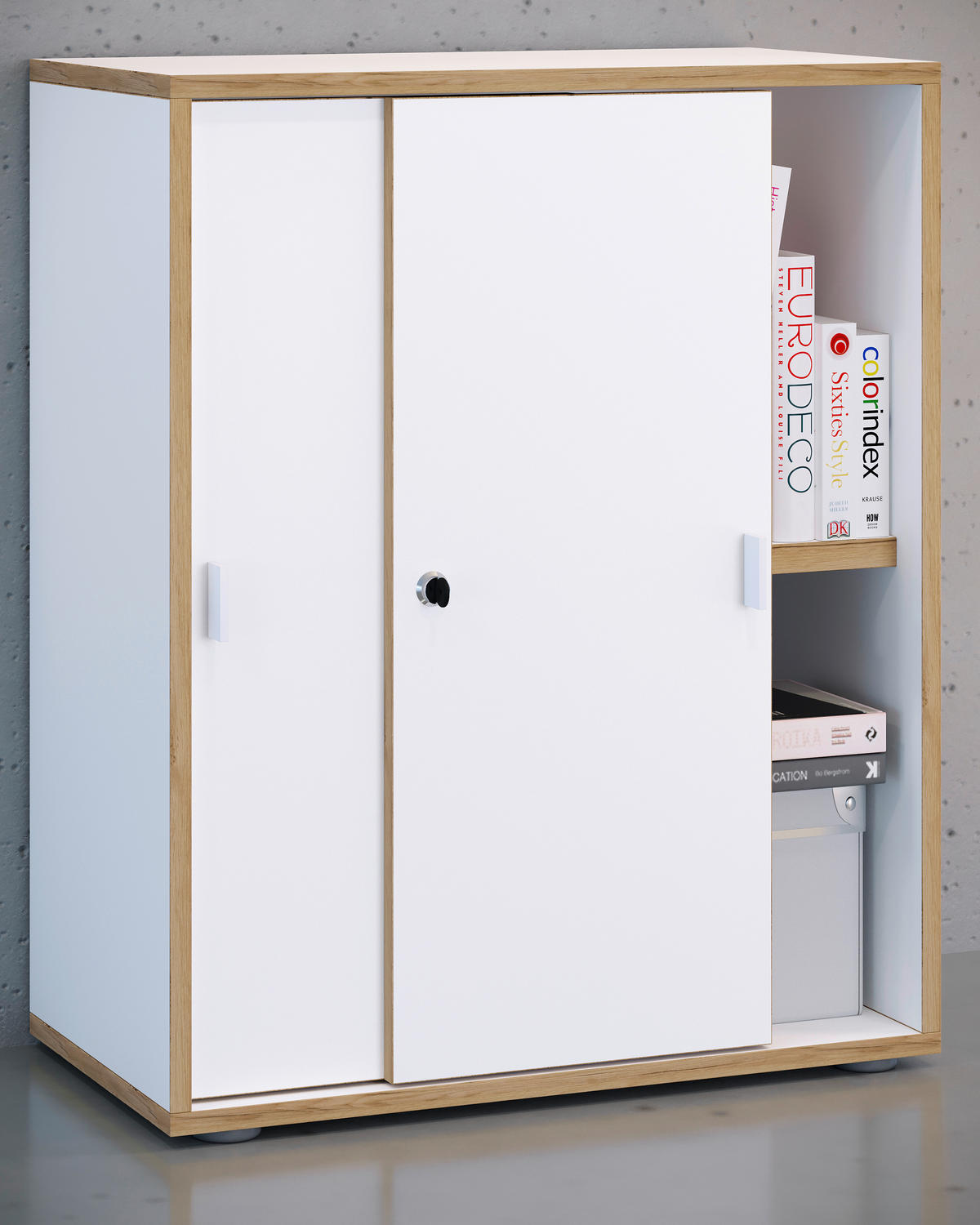 AKTENSCHRANK 60/74/33 cm  - Honigeiche/Weiss, Design, Holzwerkstoff (60/74/33cm) - MID.YOU