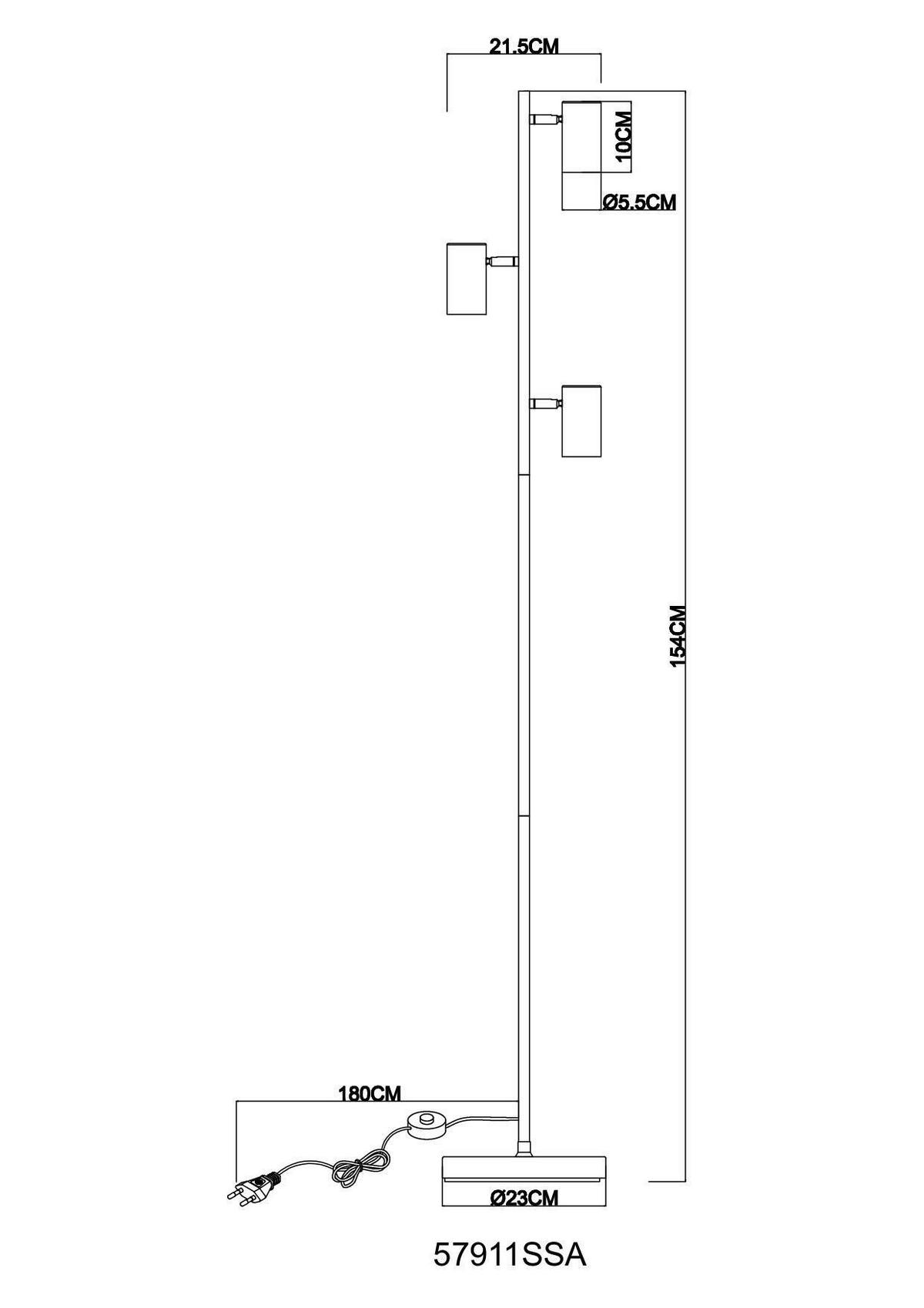 STEHLEUCHTE 23/154 cm    - Sandfarben/Weiß, Design, Kunststoff/Metall (23/154cm) - Globo
