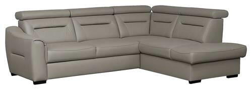 ECKSOFA  in Lederlook Echtleder Schlammfarben  - Wengefarben/Schlammfarben, Design, Leder/Holz (212/260cm) - Celina Home