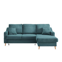 ECKSOFA in Cord Petrol  - Petrol/Naturfarben, Design, Holz/Textil (228/150cm) - P & B