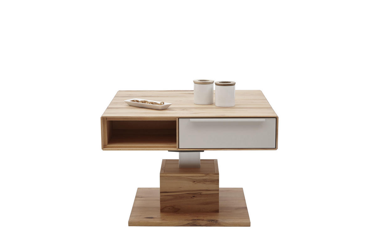 COUCHTISCH in Holz, Glas 82/82/40-72,5 cm  - Schlammfarben/Buchefarben, Natur, Glas/Holz (82/82/40-72,5cm) - Valnatura