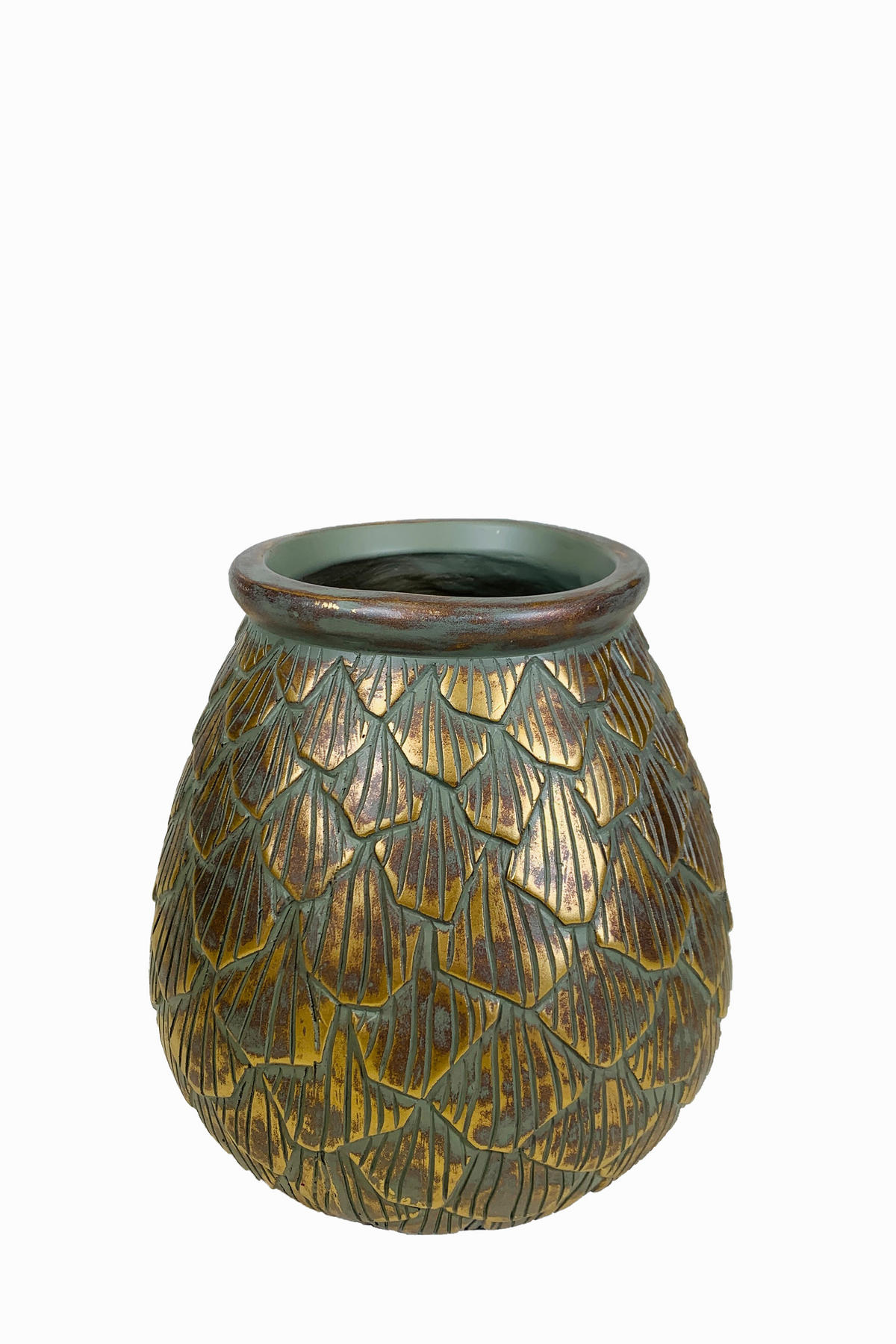 VASE 20 cm  - Goldfarben/Grün, KONVENTIONELL, Kunststoff (20/20cm)