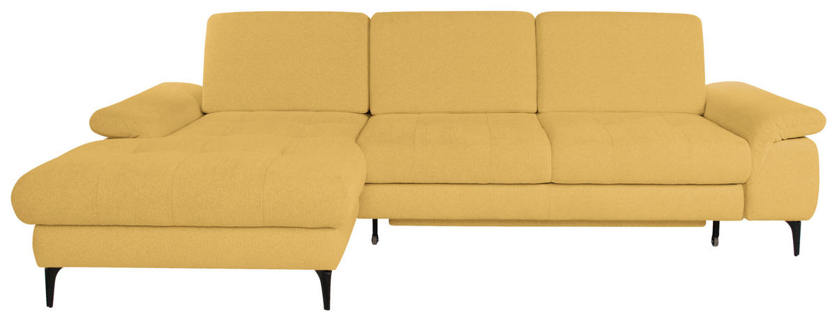 ECKSOFA ALMA in Chenille Gelb  191/285 cm  - Gelb/Schwarz, Design, Textil/Metall (191/285cm) - Livetastic