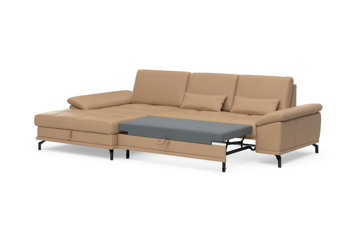 ROHOVÁ SEDAČKA, textil, koža, cappuccino - čierna/cappuccino, Basics, kov/koža (176/301cm) - Sit & More
