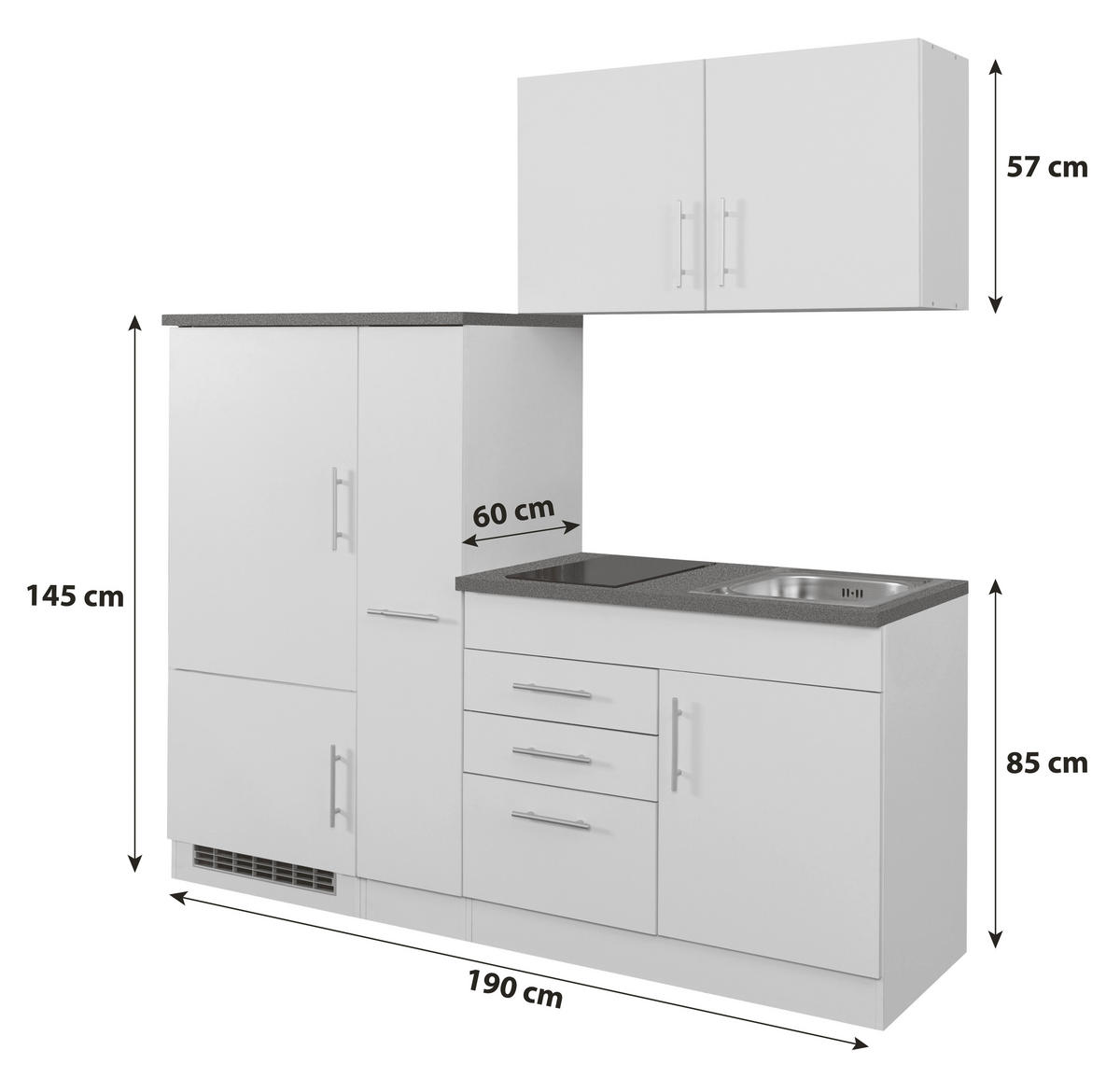KÜCHENBLOCK TORONTO 190 cm  in Creme  - Chromfarben/Eichefarben, MODERN, Holzwerkstoff/Metall (190cm) - Held