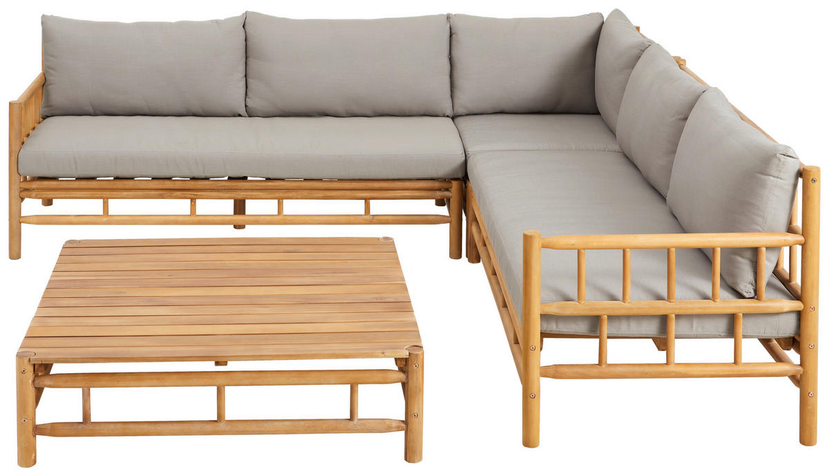 LOUNGEGARNITUR 231,5/231,5 cm Akazie Hartholz  - Taupe/Teakfarben, Natur, Holz/Textil (231,5/231,5cm) - Ambia Garden