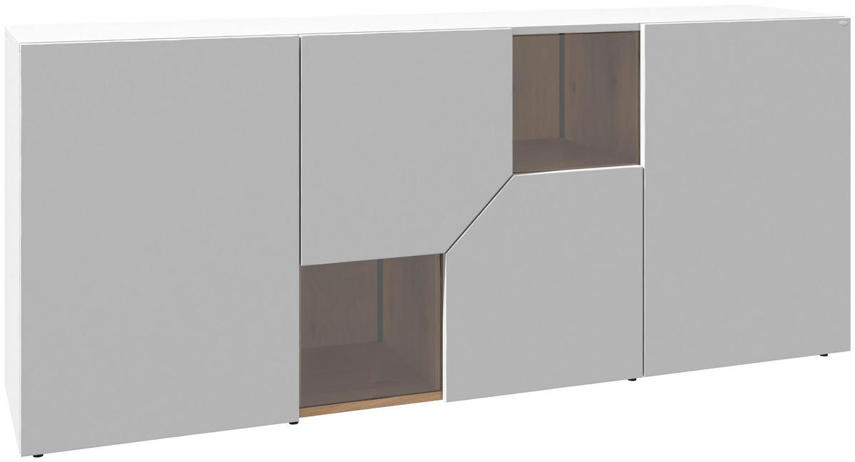 SIDEBOARD Weiss, Wildeiche  192/82/45 cm  - Wildeiche/Weiss, Design, Glas/Holz (192/82/45cm) - Voglauer