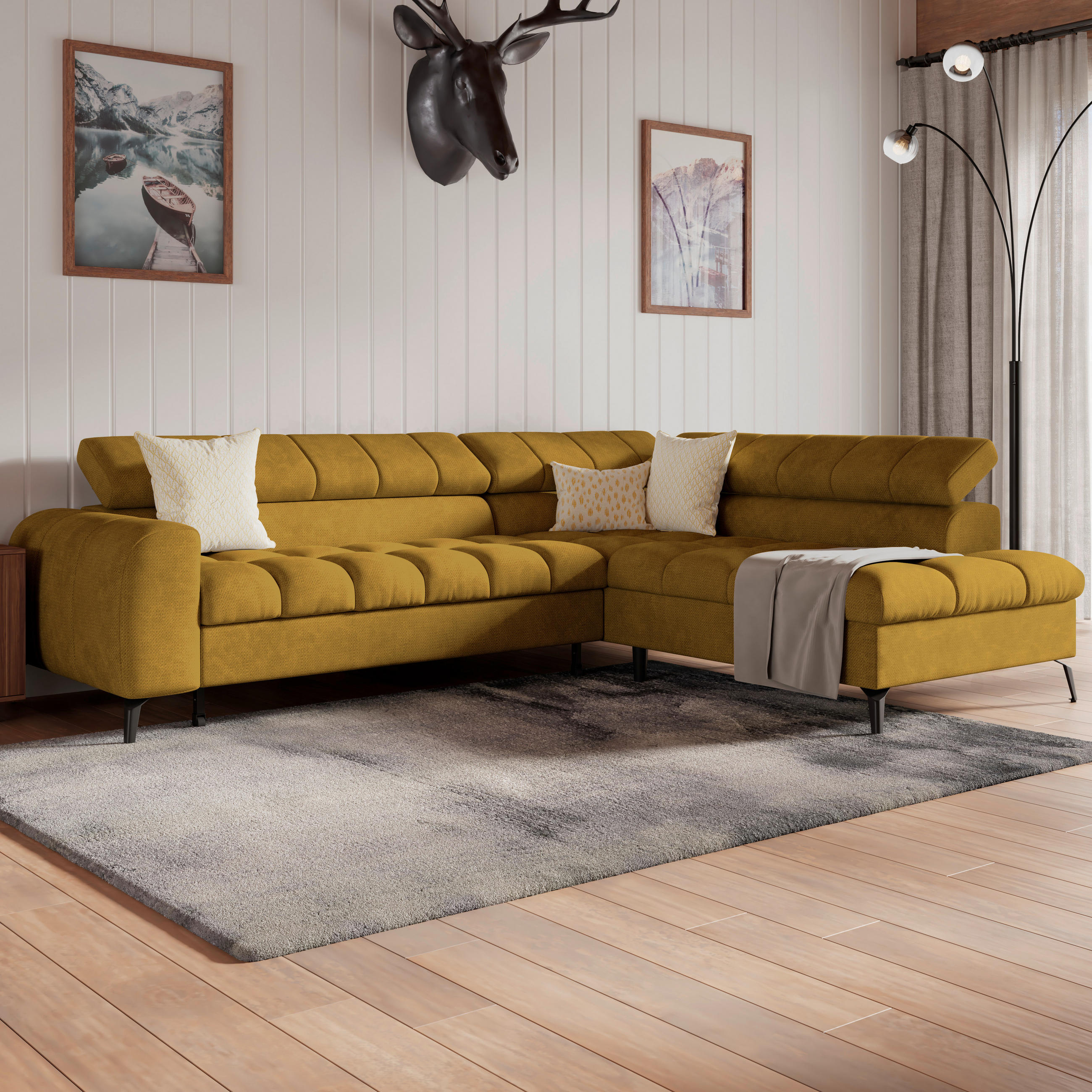ECKSOFA in Terracotta  - Terracotta/Schwarz, Trend, Kunststoff/Textil (261/203cm) - Livetastic