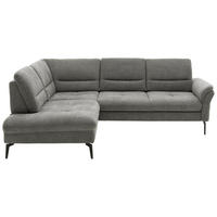 ECKSOFA in Webstoff Grau  206/256 cm  - Schwarz/Grau, Design, Textil/Metall (206/256cm) - Beldomo System
