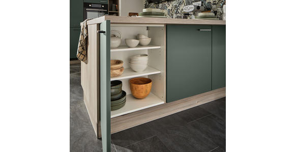 ECKKÜCHE  in Grün, Tannenholzfarben  - Tannenholzfarben/Schwarz, Basics, Holzwerkstoff/Metall (121,6/280/150cm) - Xora