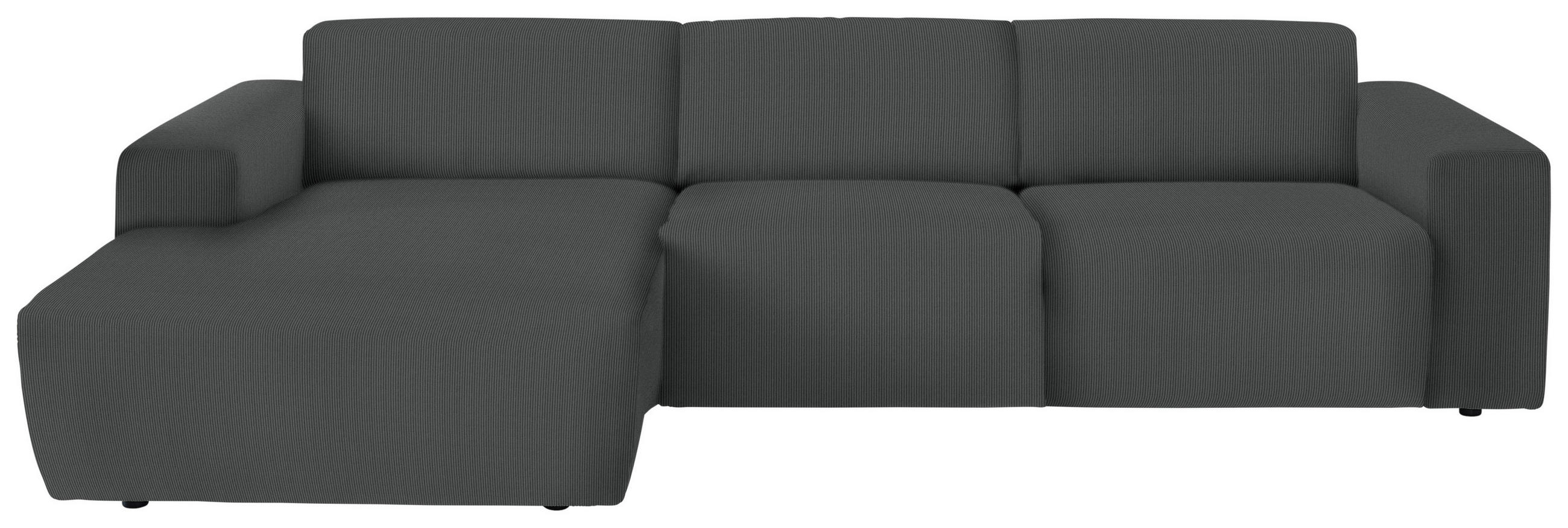 ECKSOFA in Feincord Anthrazit  - Anthrazit/Schwarz, Design, Kunststoff/Textil (174/302cm) - Beldomo Style