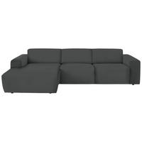 ECKSOFA in Feincord Anthrazit  - Anthrazit/Schwarz, Design, Kunststoff/Textil (174/302cm) - Beldomo Style