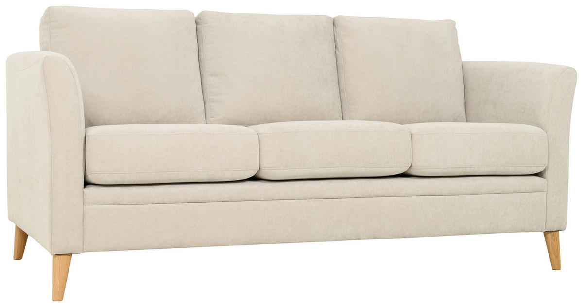 3-SITS SOFFA i beige  - beige/naturfärgad, Klassisk, metall/trä (193/90/87cm) - Best Price
