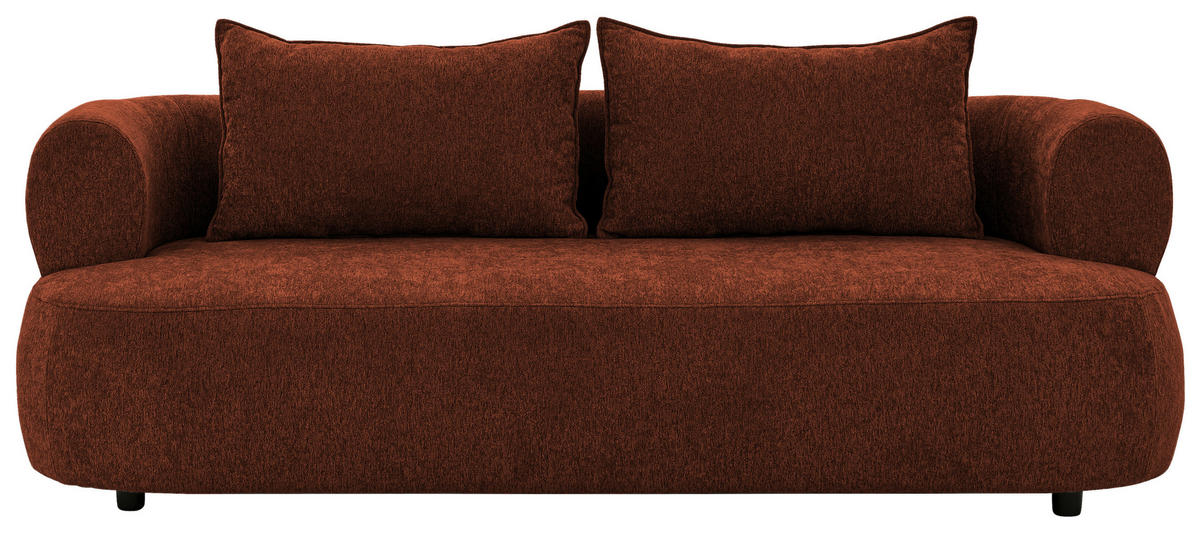 3-SITZER-SOFA Chenille Rostfarben  - Rostfarben/Schwarz, Design, Kunststoff/Textil (200/76/96cm) - Livetastic
