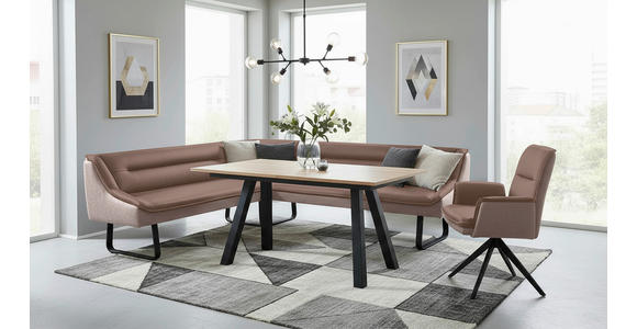 ECKBANK 178/237 cm Webstoff Echtleder Taupe   - Taupe/Schwarz, Design, Leder/Textil (178/237cm) - Novel