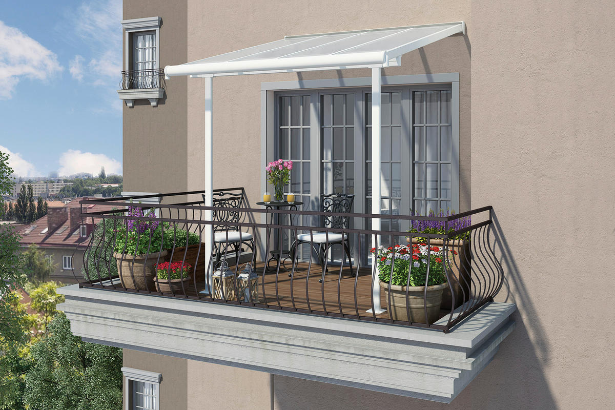 TERRASSENÜBERDACHUNG - Weiß, Basics, Metall (230/257/230cm) - Ambia Garden
