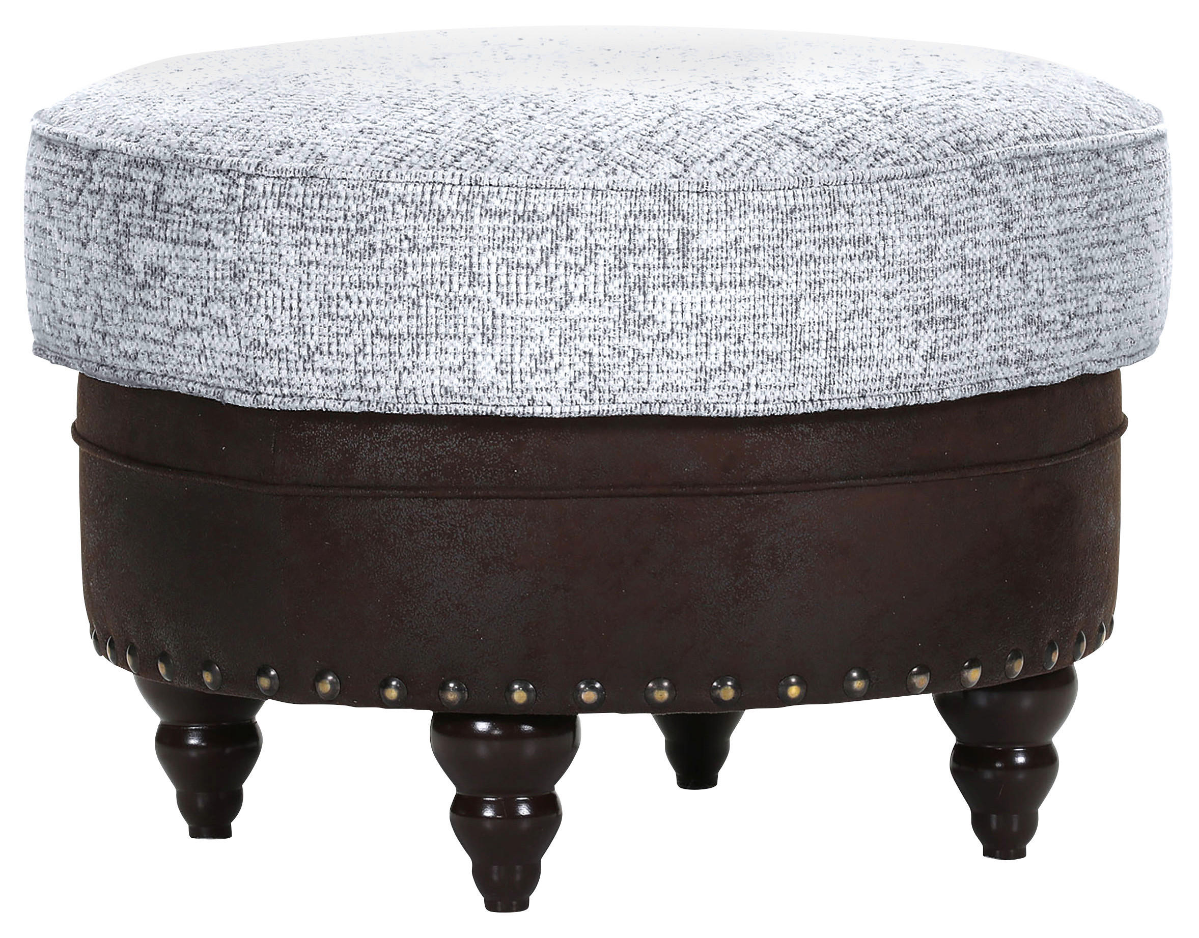 HOCKER in Textil Hellgrau, Dunkelbraun  - Dunkelbraun/Hellgrau, ROMANTIK / LANDHAUS, Holz/Textil (75/50/75cm) - Landscape