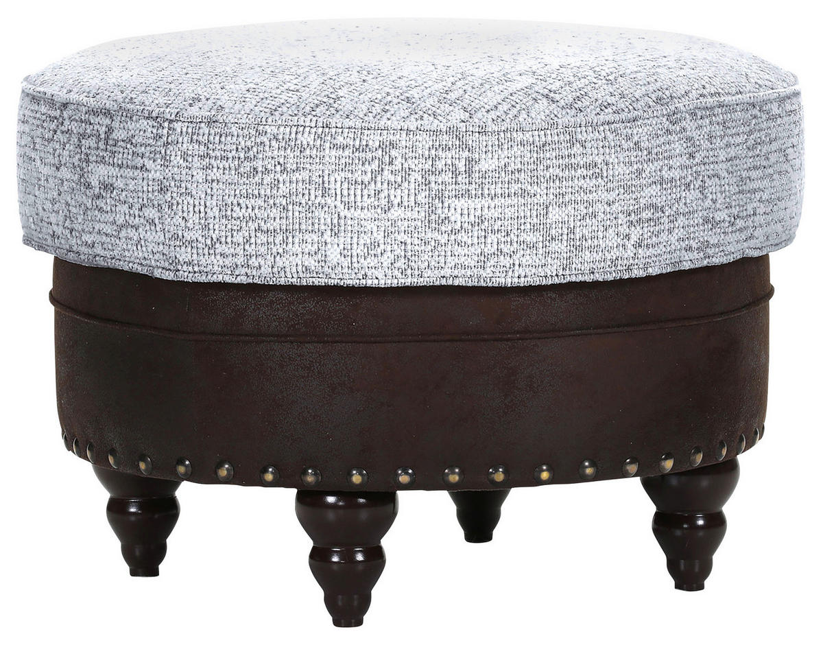 HOCKER Chenille, Mikrofaser Hellgrau, Dunkelbraun  - Dunkelbraun/Hellgrau, ROMANTIK / LANDHAUS, Holz/Textil (75/50/75cm) - Landscape