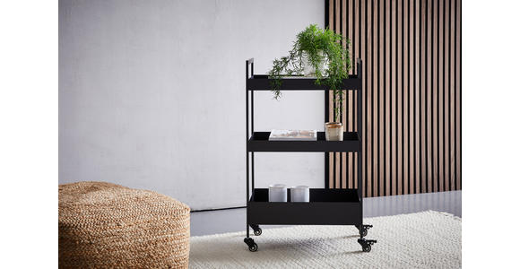 SERVIERWAGEN Schwarz  - Schwarz, Design, Kunststoff/Metall (50/86/30cm) - Xora