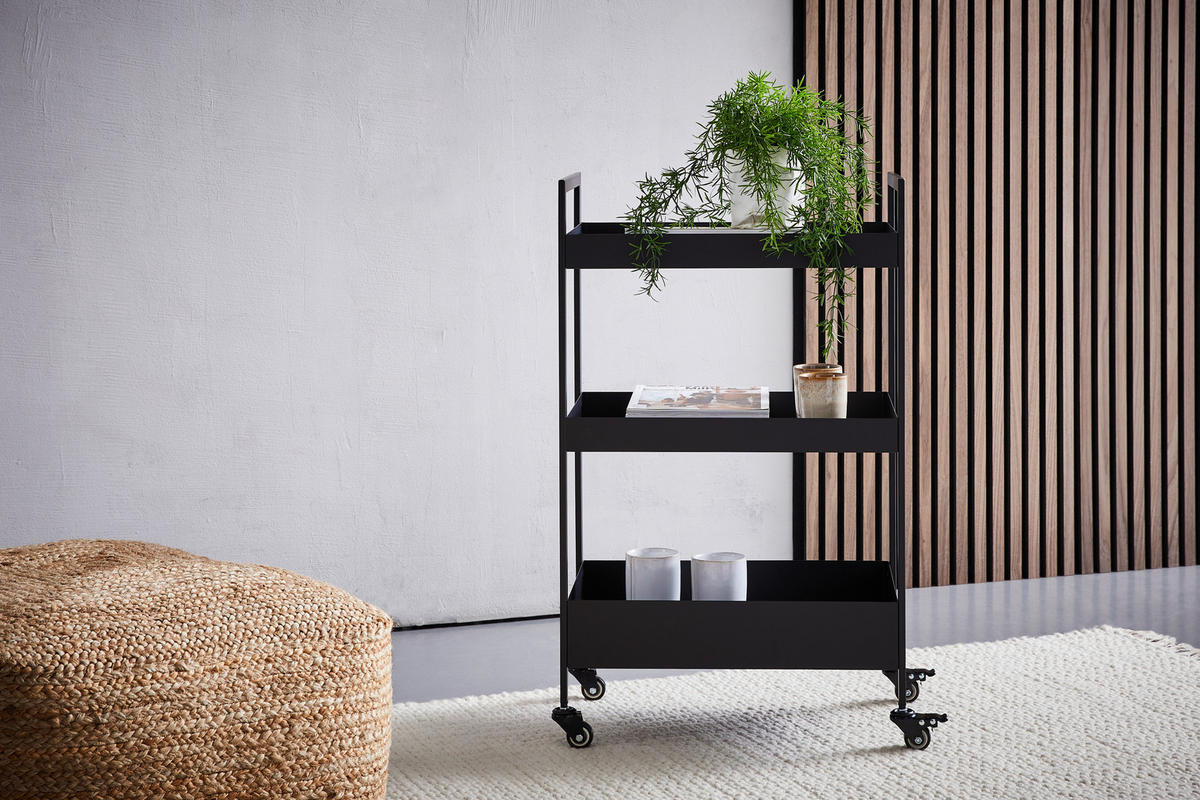 SERVIERWAGEN Schwarz  - Schwarz, Design, Kunststoff/Metall (50/86/30cm) - Xora