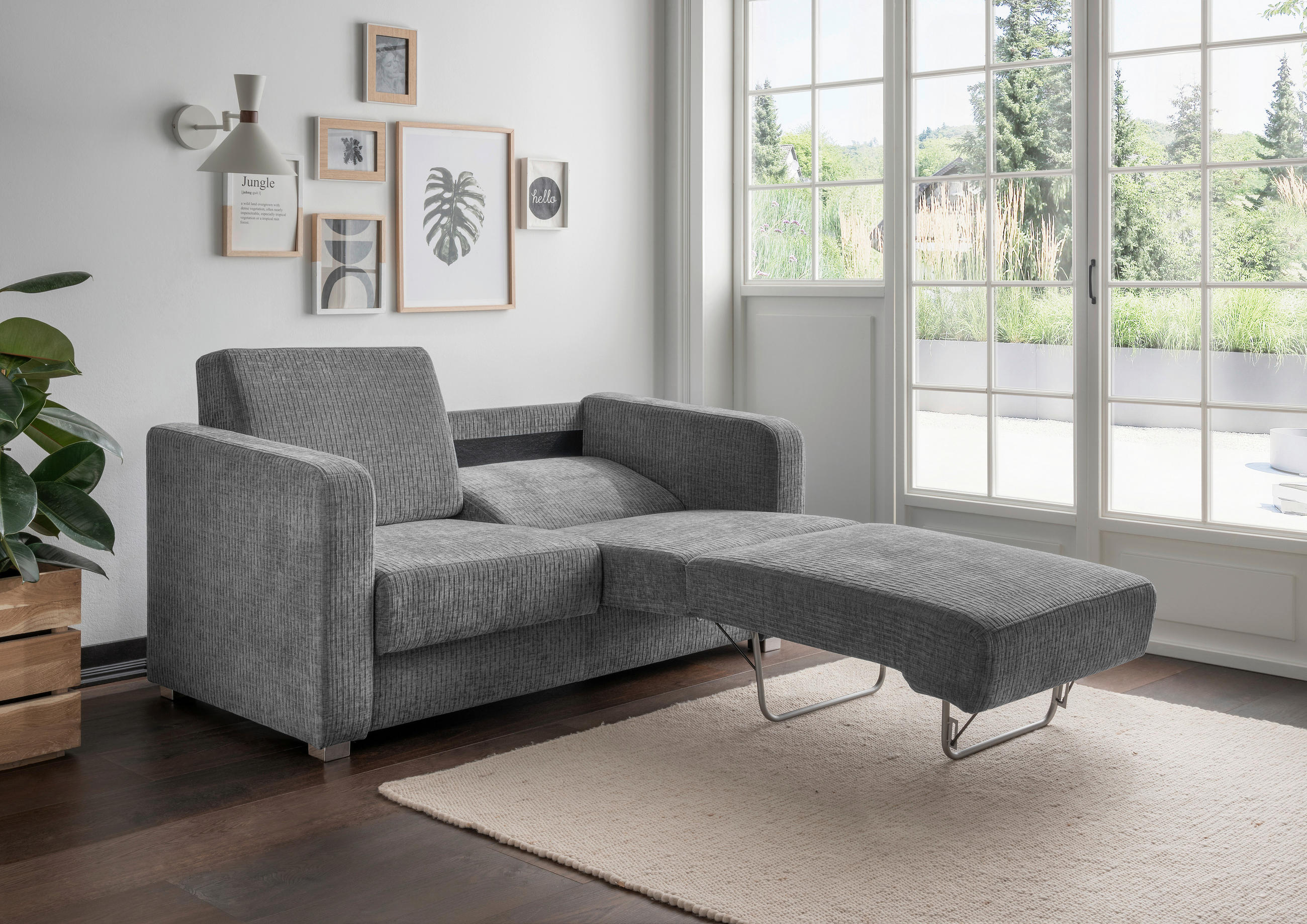 SCHLAFSOFA Mikrofaser Grau  - Chromfarben/Grau, Basics, Kunststoff/Textil (159/88/87cm) - Livetastic