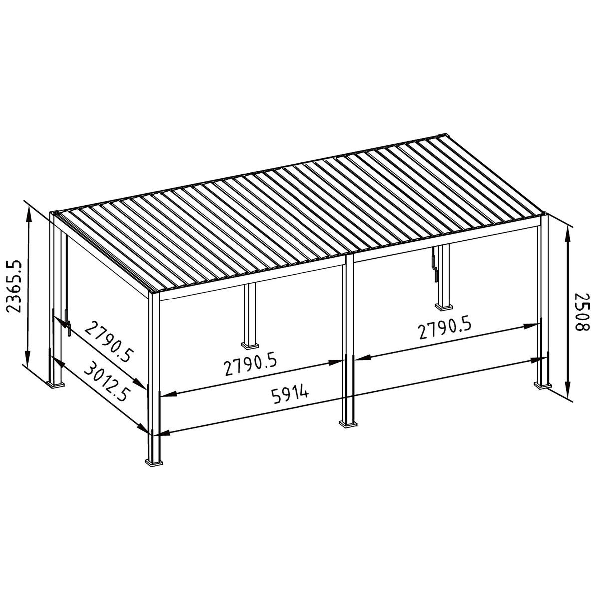 PERGOLA 600/250/300 cm Aluminium  - Anthrazit, MODERN, Metall (600/250/300cm) - Gardenson
