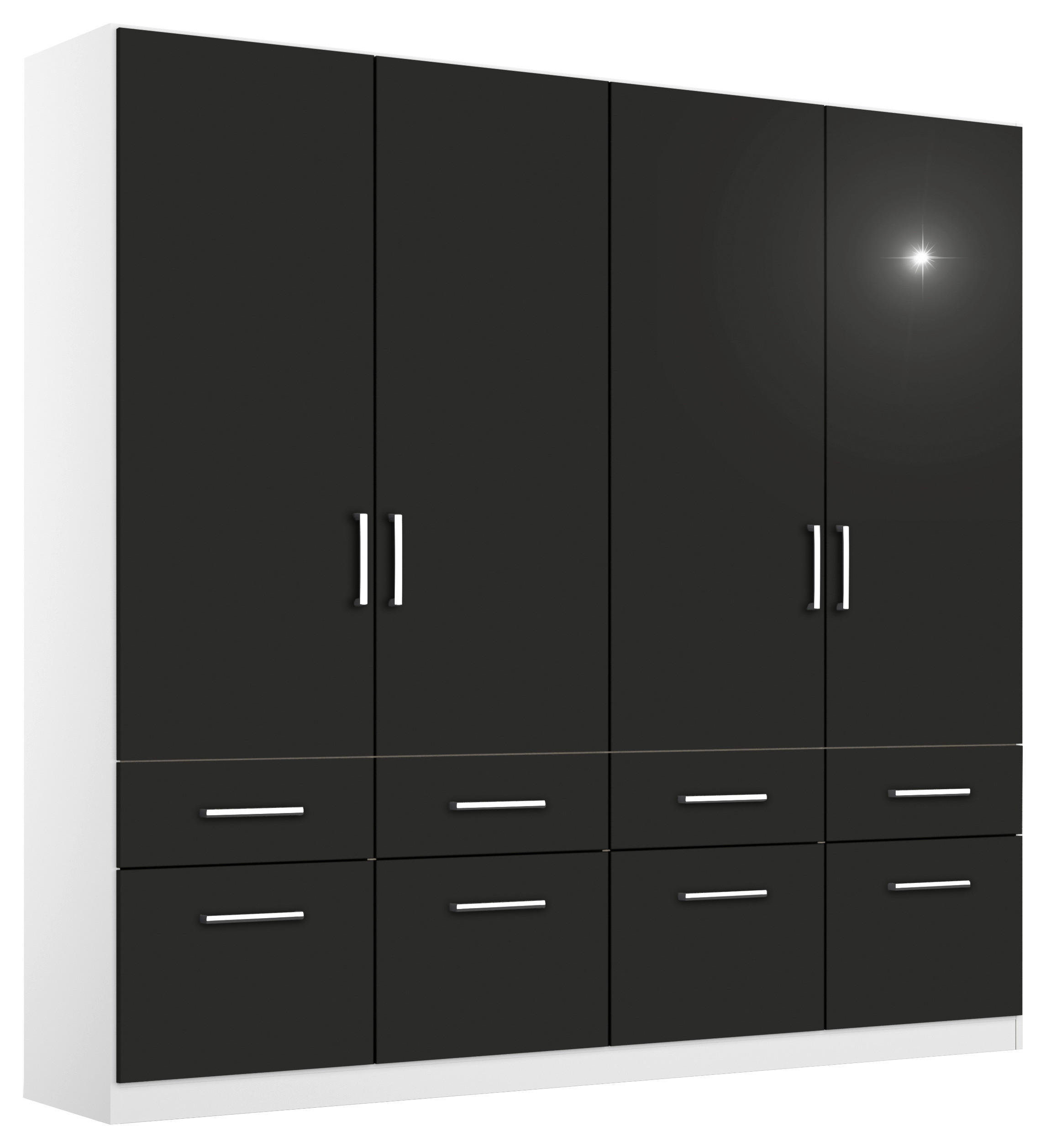 DREHTÜRENSCHRANK 181/197/54 cm 4-türig Weiß, Grau  - Chromfarben/Weiß, MODERN, Holzwerkstoff/Kunststoff (181/197/54cm) - Rauch Möbel