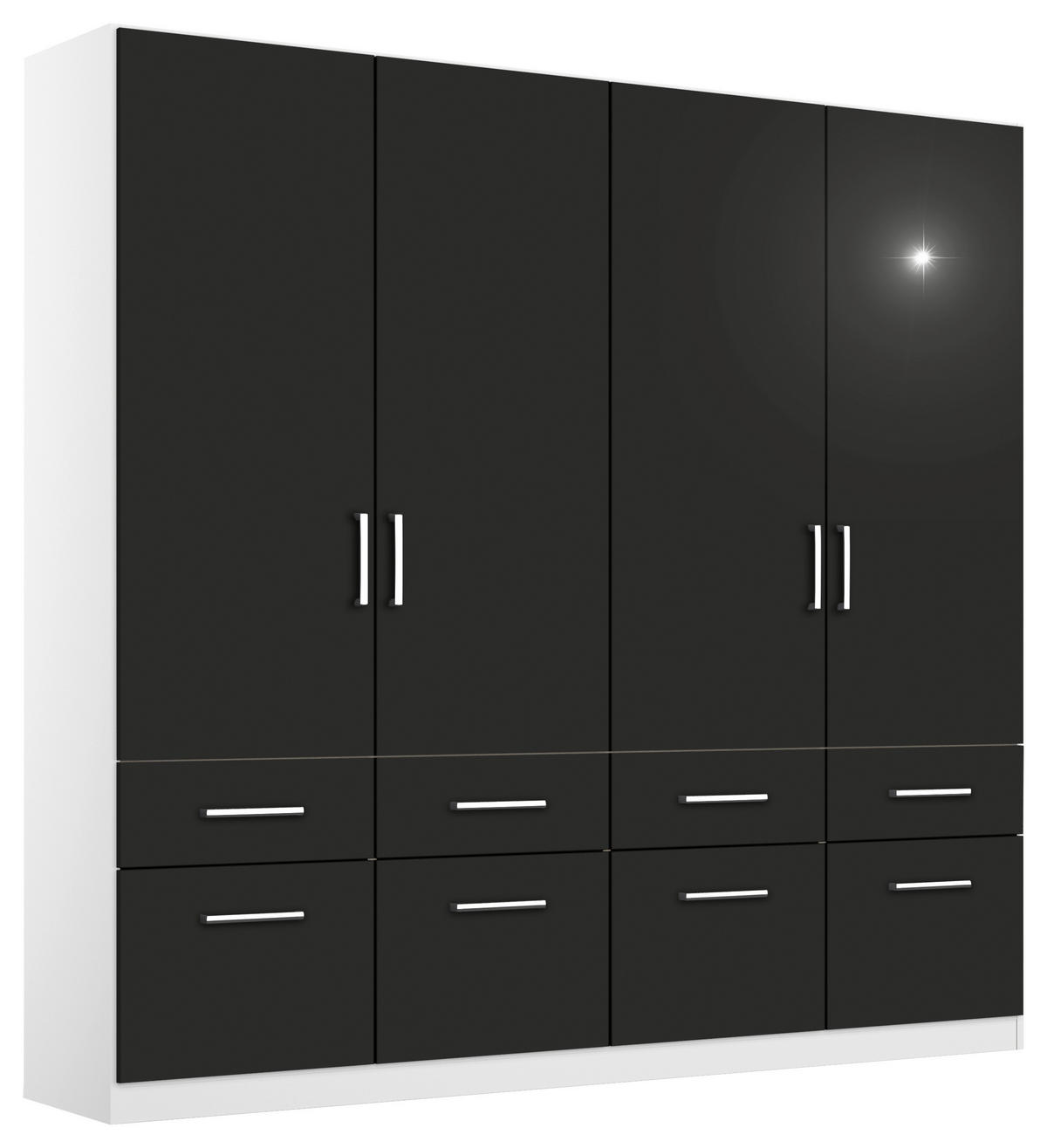 DREHTÜRENSCHRANK  in Weiß, Grau  - Chromfarben/Weiß, MODERN, Holzwerkstoff/Kunststoff (181/197/54cm) - Rauch Möbel