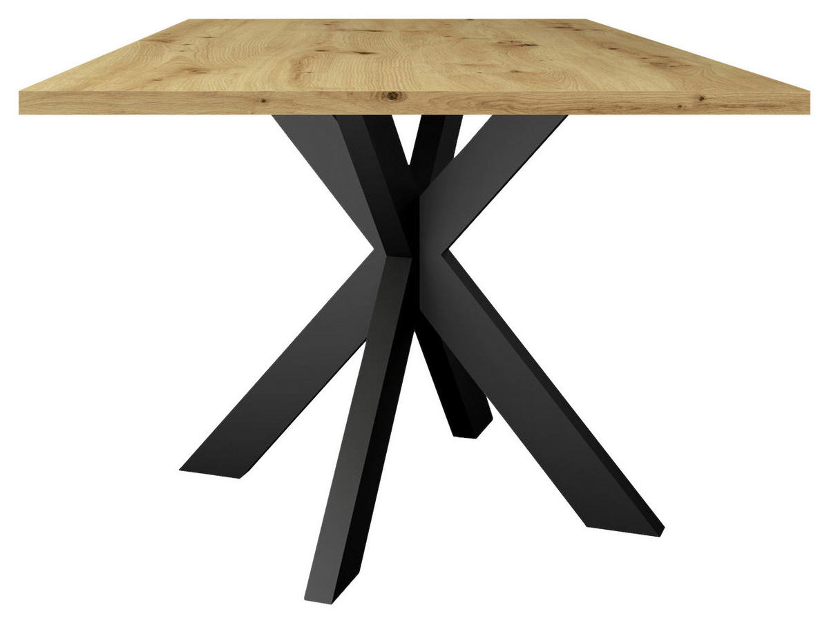 ESSTISCH rechteckig Schwarz, Eichefarben  - Eichefarben/Schwarz, MODERN, Holzwerkstoff/Metall (140/90/78cm) - Livetastic