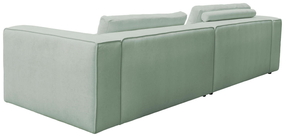 ECKSOFA Mintgrün Chenille Rücken echt  - Schwarz/Mintgrün, MODERN, Kunststoff/Textil (185/296cm) - Hom`in