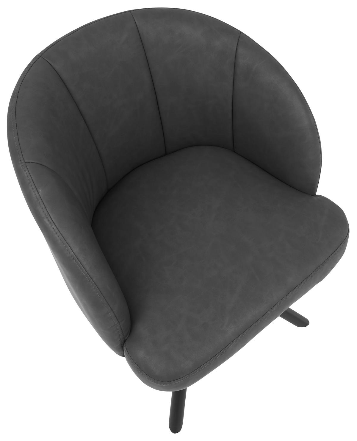 ŽIDLE S PODRUČKAMI, vzhled kůže, antracitová - černá/antracitová, Konvenční, kov/textil (60/81/58cm) - Carryhome