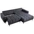 ECKSOFA Graphitfarben Chenille  inkl. Rückenkissen, Bettkasten, Schlaffunktion, Rücken echt, Liegefläche im Originalstoff  - Schwarz/Graphitfarben, KONVENTIONELL, Holz/Textil (266/180cm) - Carryhome