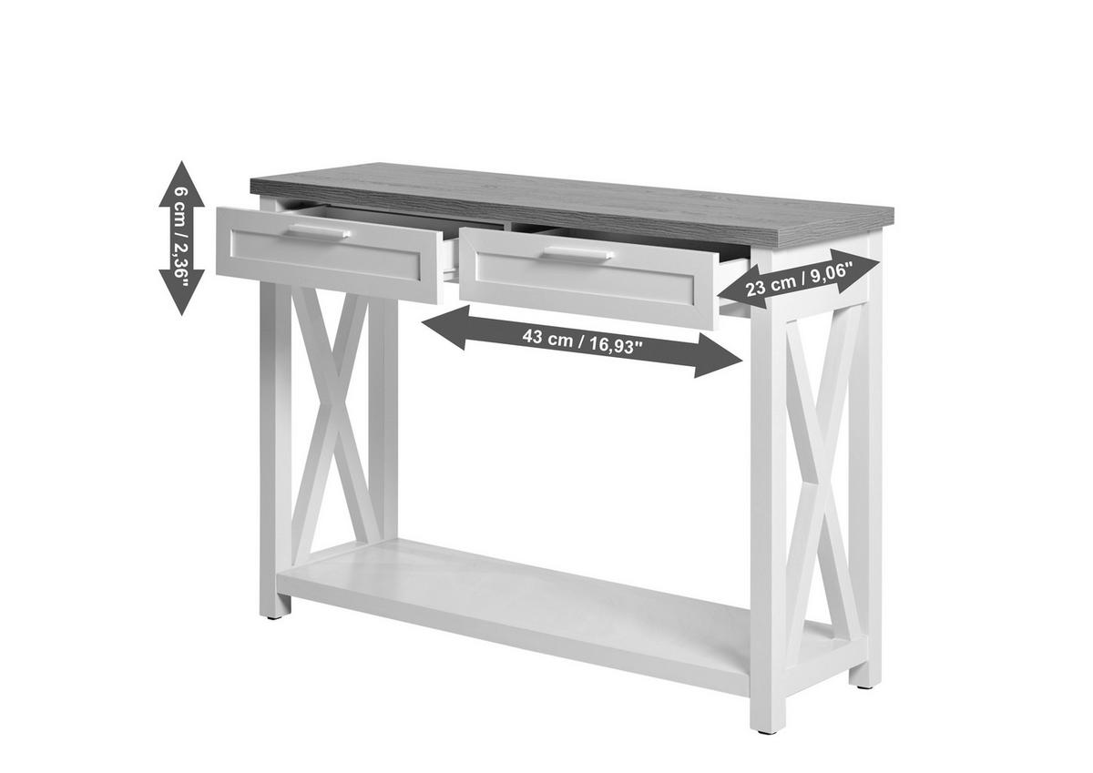 KONSOLENTISCH Weiß, Eichefarben  - Eichefarben/Weiß, LIFESTYLE, Holzwerkstoff/Metall (110/34/77cm)