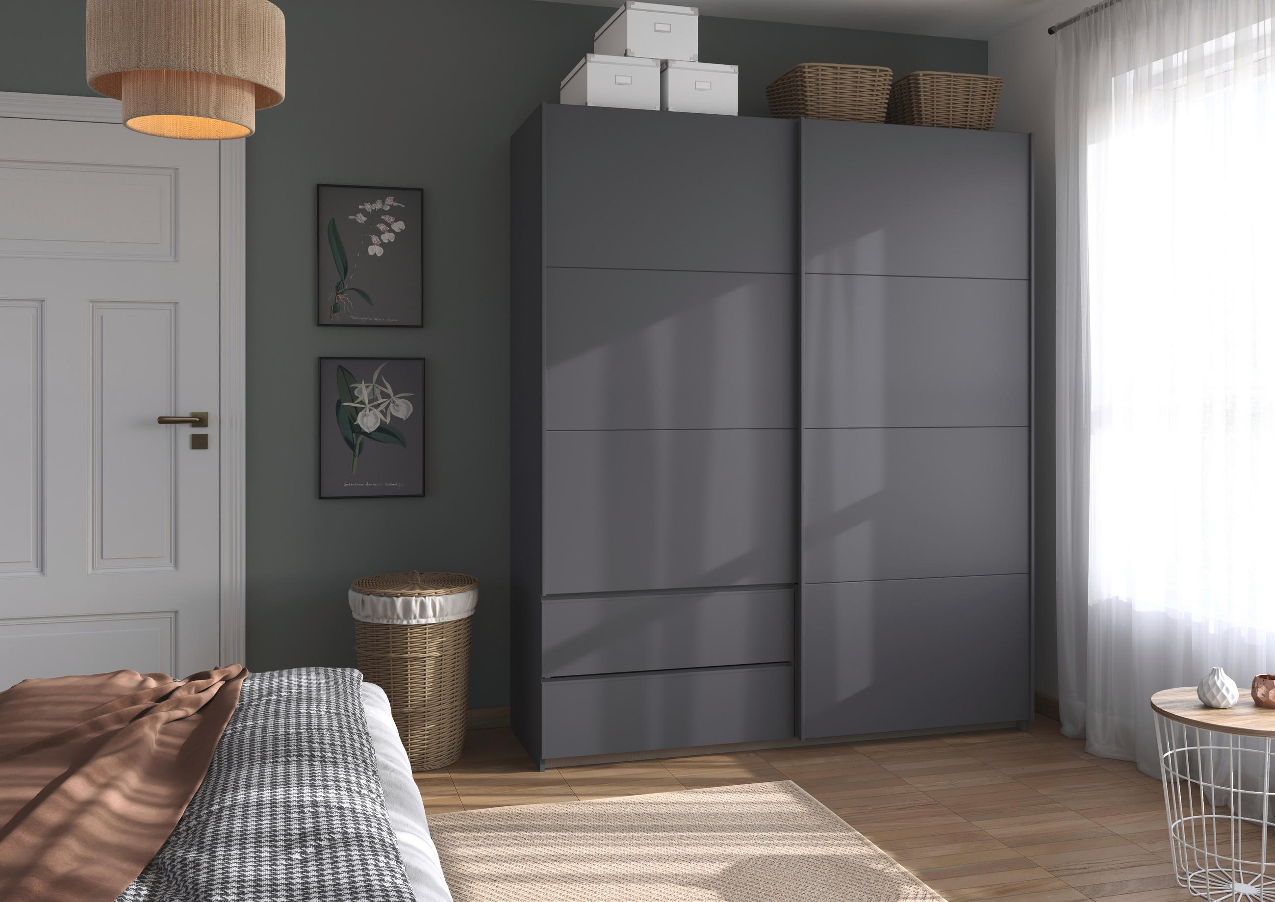 SCHWEBETÜRENSCHRANK in Grau  - Grau, Modern, Holzwerkstoff (175/210/59cm) - Rauch Möbel