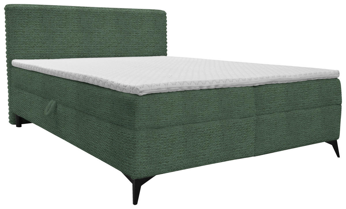 BOXBETT 160/200 cm  in Grün  - Schwarz/Grün, Design, Holz/Holzwerkstoff (160/200cm) - Xora