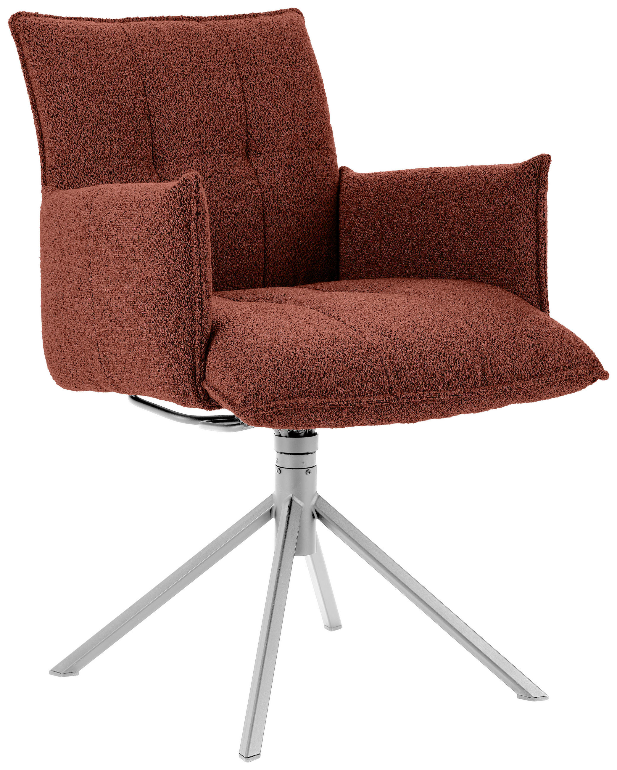 ARMLEHNSTUHL  in Flachgewebe  - Edelstahlfarben/Rotbraun, Design, Textil/Metall (55/85/65cm) - Valnatura