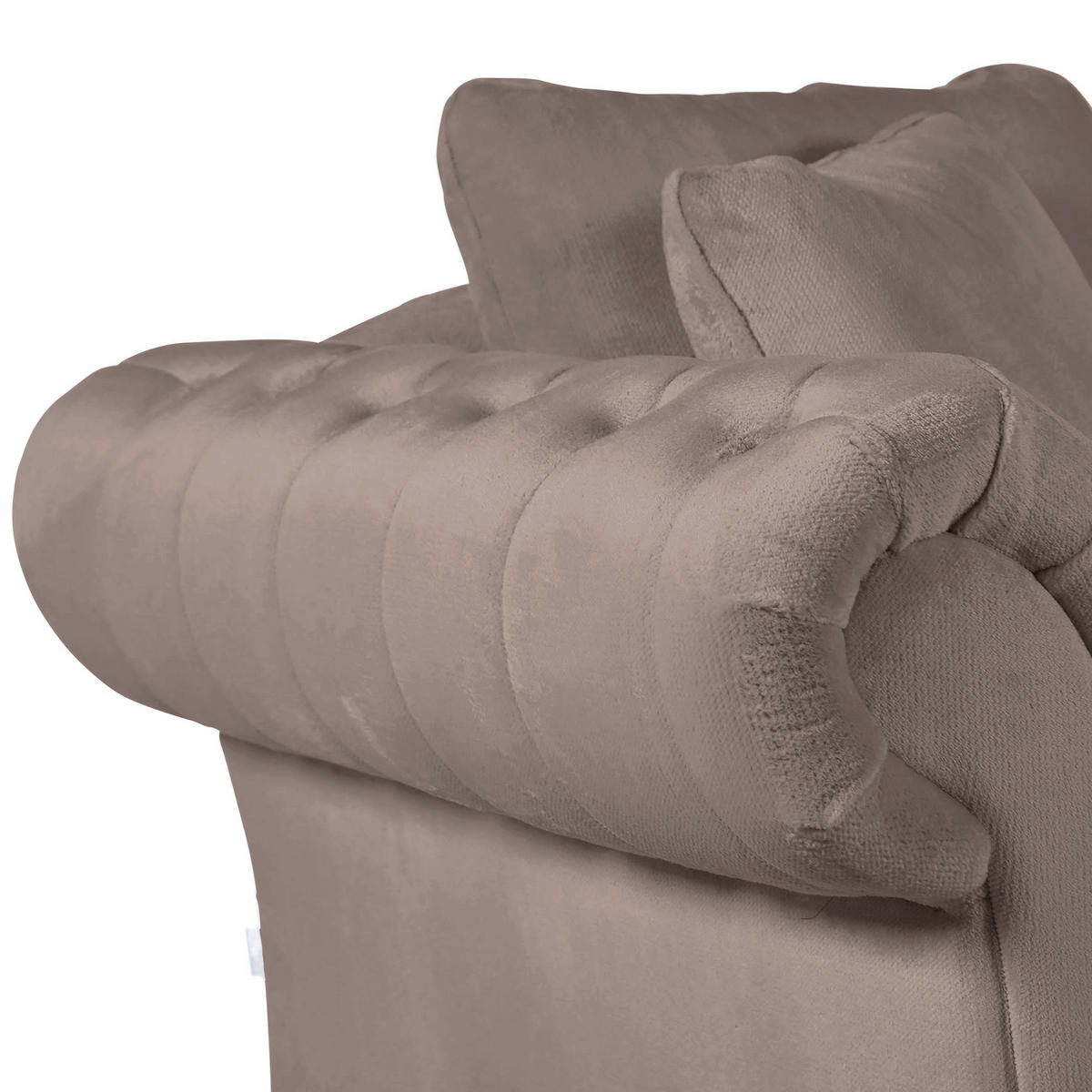 BIG SOFFA i plysch beige  - beige/furufärgad, Trend, trä/textil (273/85/110cm) - MID.YOU