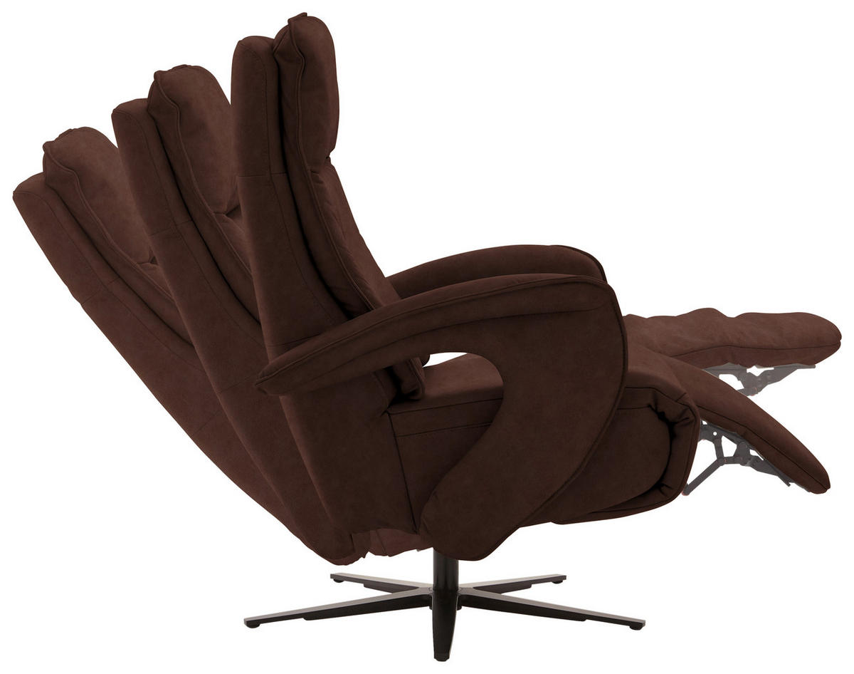 RELAXSESSEL in Leder Braun  - Schwarz/Braun, Design, Leder/Metall (77/110/87cm) - Valdera