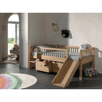 SPIELBETT Absturzsicherung, Leiter, Rutsche, Rollrost, Bettschublade 90/200 cm  in Eichefarben  - Eichefarben/Naturfarben, MODERN, Holz (90/200cm) - MID.YOU